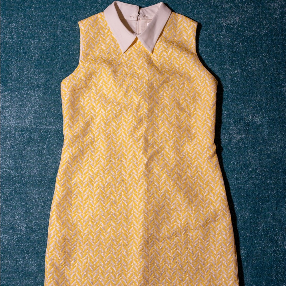 Yellow Collared Chevron Dress